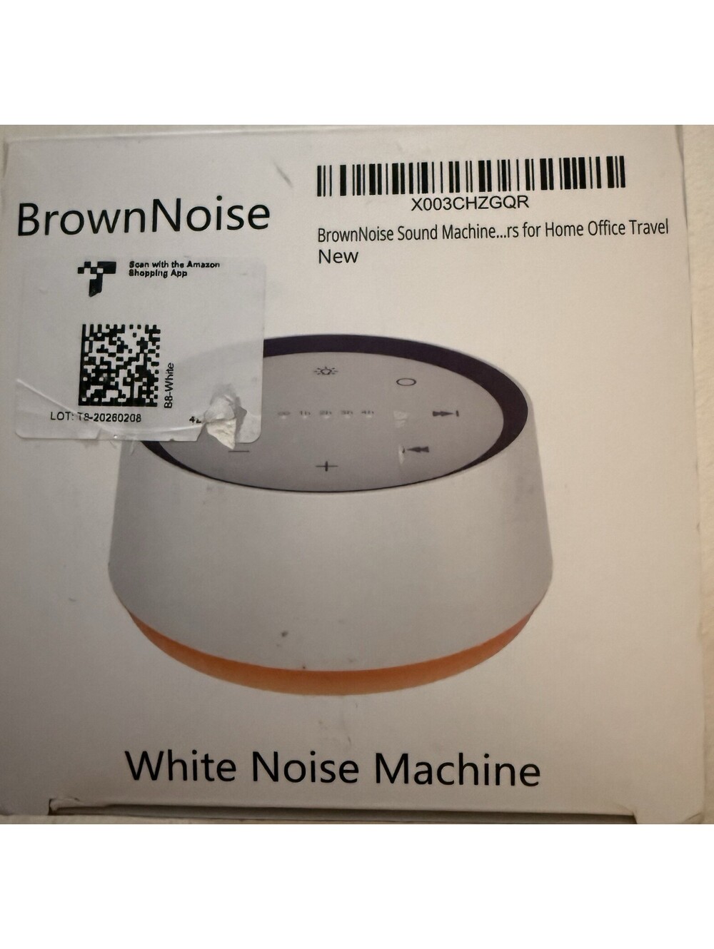 Brown Noise White Noise Machine, White/Orange, Sound Therapy